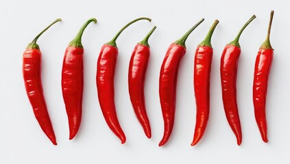 Row of vibrant red chili peppers