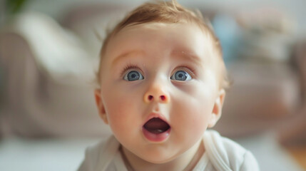驚いて大きな瞳と開いた口が愛らしい赤ちゃん五 - Generative AI