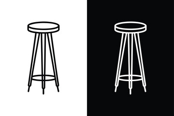 Simple Line Drawing of Bar Stool for Restaurant and Bar Decor