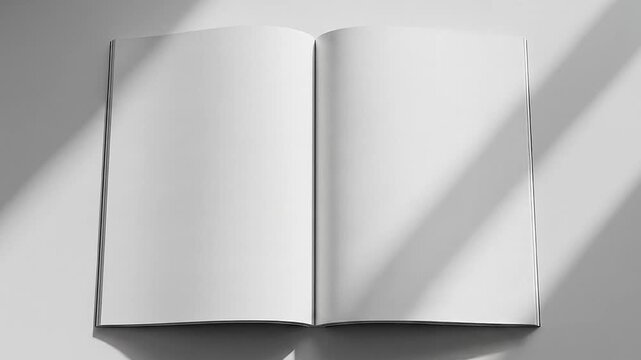 Ultra-realistic video of a blank magazine,  pages slowly flipping one by one in smooth animation