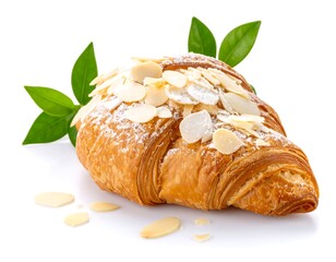 Almond croissant on white background
