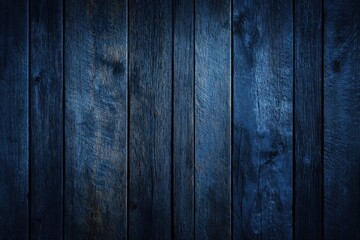 Obraz premium Dark-toned blue wooden planks. Close-up view of vertical boards with a deep indigo hue, showing wood grain and texture. Slight variations in shade create a subtle depth