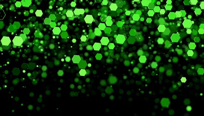 Abstract green hexagonal particles