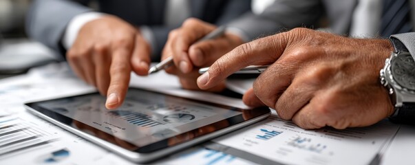 One person uses a tablet while another uses a cell phone