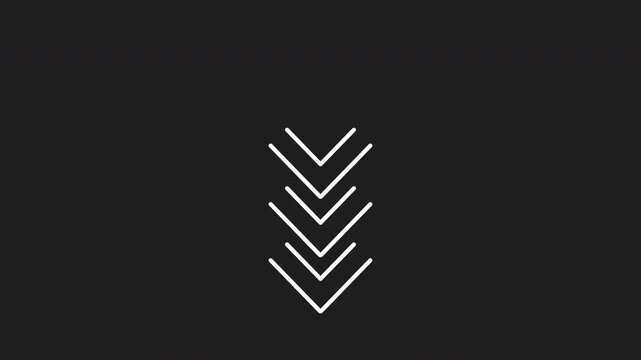 Scroll down movement white line animation. Scroll down design element with arrow symbols for websites  presentations. Enhances navigation cues, highlights sections, and adds visual interest.