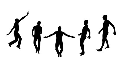 Obraz premium Silhouettes of Freedom: A collection of figures, captured in dynamic motion, embodying the spirit of liberation and boundless possibilities against the backdrop of a clean.
