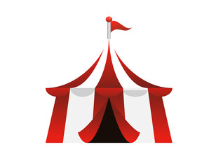 Gradient circular big top circus tent icon with a triangle flag on top © Andy