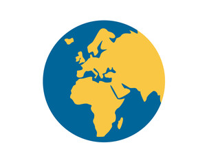 Globe showing Europe and Africa in green against blue ocean icon