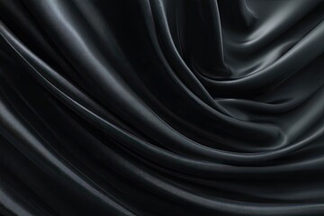 Fototapeta premium Dark, draped fabric. Flowing, luxurious folds of deep black silk or satin
