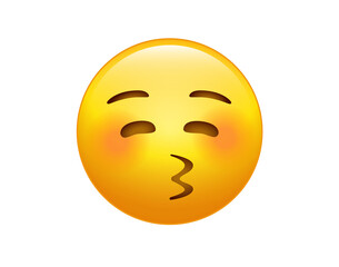 Yellow smiley red cheek face with kissing mouth icon