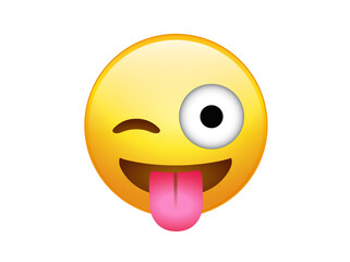 Gradient yellow smiley face with tongue and closing one eye icon.