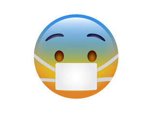 Scary, spooky, terrible yellow face icon with mask