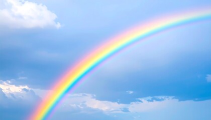 Rainbow arching across a cloudy sky
