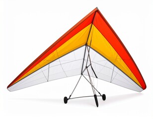 Brightly Colored Hang Glider with Wheels on white background 