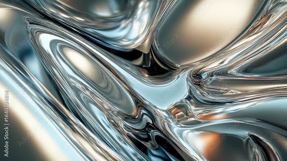 Poster metallic liquid surface creating abstract wavy pattern