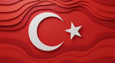 Obraz premium Turkish Flag: The Turkish flag, a proud symbol of the nation, presents a captivating artistic render featuring the iconic crescent moon and star set against a vibrant red background.