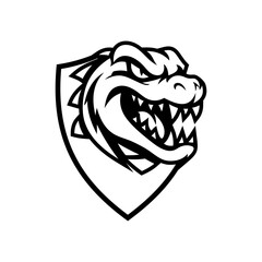 Crocodile e sport logo vector illustration design templates simple and modern concept, isolated on white background