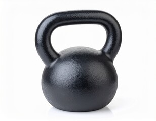 Solid Black Cast Iron Kettlebell on white background 