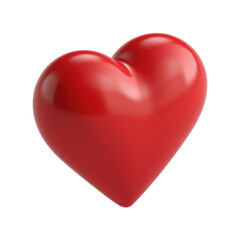 Fototapeta premium Glossy Red Heart Icon White Background