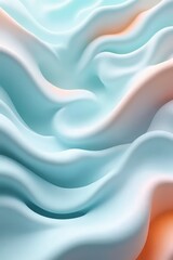 Obraz premium Soft flowing waves in calming blue and peach hues create an abstract landscape of motion and serenity