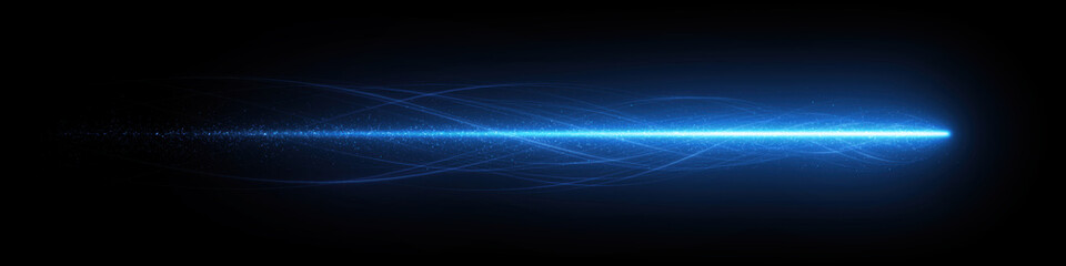 Moving blue light streak ray, light flare - 3d rendering