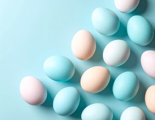 Colorful Easter eggs arranged in a festive setting, perfect for holiday and spring themed designs