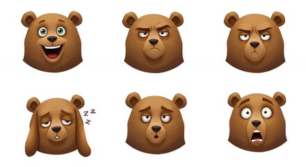 Bear faces showing different emotions