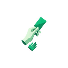 Green hand holding a card with a detached small hand on black background graphic design