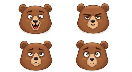 Fototapeta premium Cartoon bear faces set