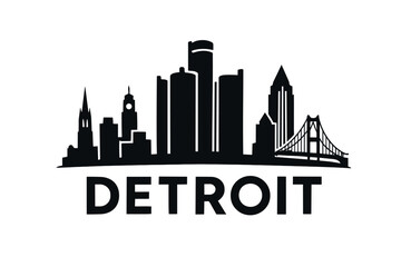 Fototapeta premium City skyline with iconic buildings and landmarks, Detroit
