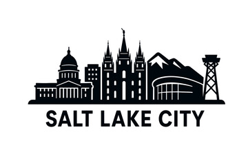 Naklejka premium City skyline with iconic buildings and landmarks, Salt Lake City