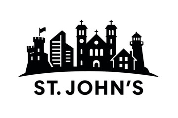 City skyline with iconic buildings and landmarks, St. John's