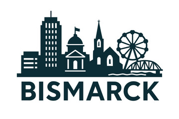 Bismarck city skyline with iconic buildings and landmarks