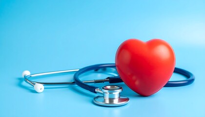 Healthy Heart  Stethoscope on Blue Medical with Healthcare, and Cardiovascular Concept.