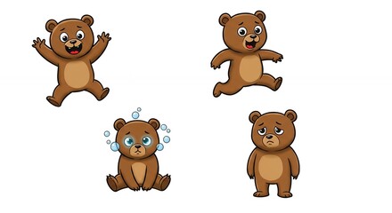 Fototapeta premium Cartoon bear illustrations set