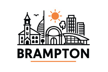 Naklejka premium Brampton city skyline with iconic buildings and landmarks