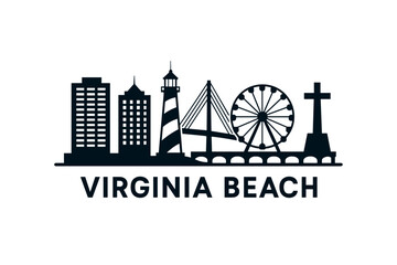 Fototapeta premium Virginia Beach city skyline with iconic buildings and landmarks