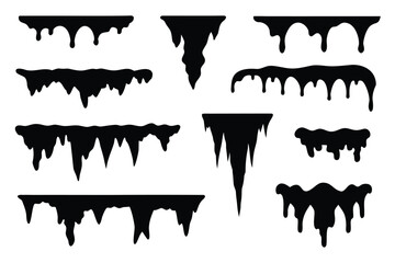 Icicle silhouette vector winter frost design set