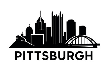 Obraz premium Pittsburgh city skyline with iconic buildings and landmarks