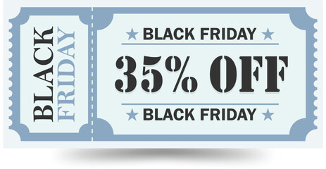 Black Friday 35% Off Discount Ticket – Blue Coupon with Stars