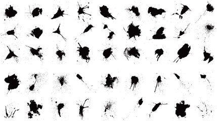 set of black ink splashes