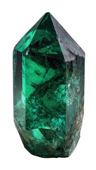 Emerald-green crystal, pointed,  faceted