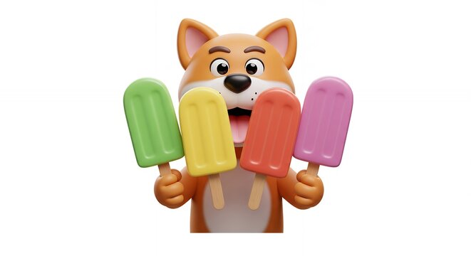 Cartoon dog holding popsicles