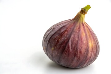 Fototapeta premium Single Fresh Fig Fruit Isolated on a White Background Closeup