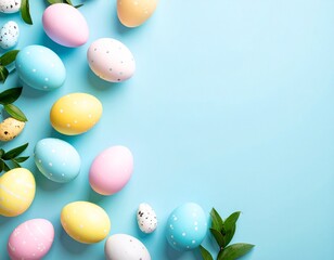 Colorful Easter eggs arranged in a festive setting, perfect for holiday and spring themed designs
