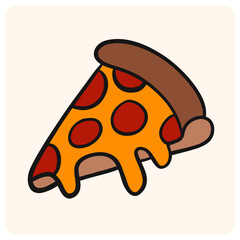 Cheesy Pepperoni Pizza Slice with Dripping Cheese