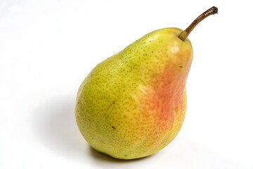 Fresh Ripe Pear with Red and Yellow Gradients on White Background


