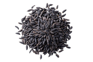 Dark, round cluster of many sunflower seeds