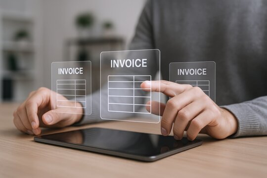 Person Managing Digital Invoices on a Tablet for Efficient Financial Management and Accounting - Powered by Adobe