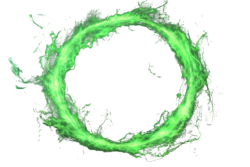 Electric green lightning round frame illuminates the dark background with vibrant energy and dynamic movement, creating a visually striking design element for various creative projects